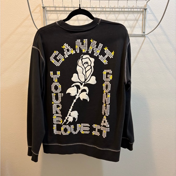 Ganni Black Sweater with White and Yellow Design - Picture 2 of 6